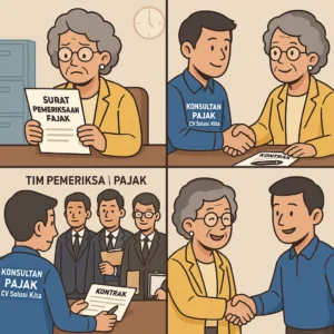 Ilustrasi proses pendampingan pemeriksaan pajak oleh Konsultan Pajak CV Solusi Kita.