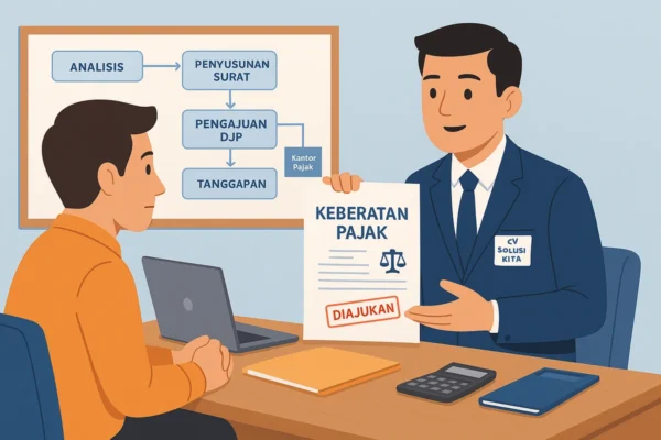 Ilustrasi CV Solusi Kita mendampingi klien mengajukan keberatan pajak secara profesional sesuai ketentuan DJP.