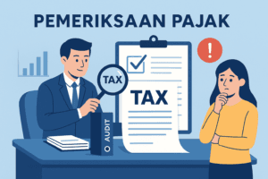 Pemeriksaan Pajak – Ilustrasi proses audit pajak antara petugas pajak dan wajib pajak