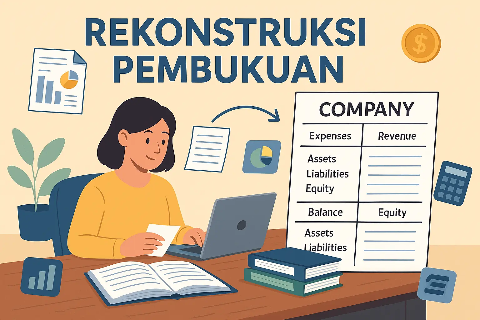 Rekonstruksi pembukuan oleh CV Solusi Kita: penataan ulang jurnal, buku besar, dan laporan keuangan patuh SAK & pajak