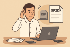 Ilustrasi animasi problem solving SP2DK wajib pajak sudah meninggal