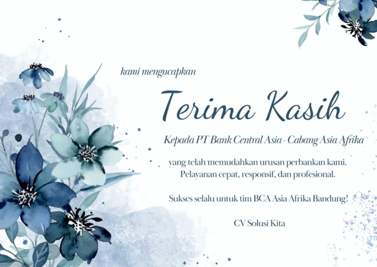 Konsultan Pajak Bandung CV Solusi Kita berterima kasih kepada Bank BCA