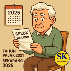 Seorang pensiunan tampak bingung menerima surat dari kantor pajak, dibantu konsultan pajak profesional dari CV Solusi Kita di Bandung.