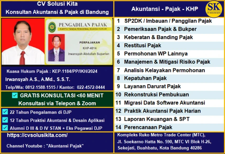 Konsultan Pajak Bandung Terbaik – Mantan DJP & Alumni STAN | CV Solusi Kita