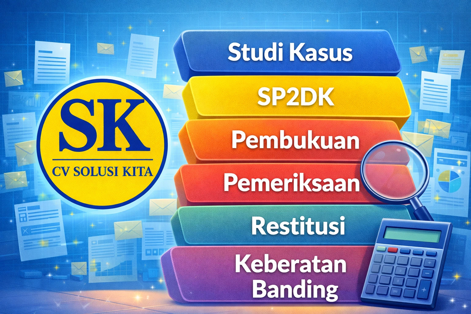 Studi kasus pajak CV Solusi Kita meliputi SP2DK, pembukuan, pemeriksaan, restitusi, dan banding pajak