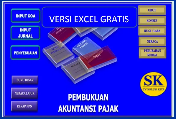 Aplikasi akuntansi Excel dan aplikasi akuntansi gratis pendukung dari CV Solusi Kita untuk pembukuan dan simulasi persediaan bisnis
