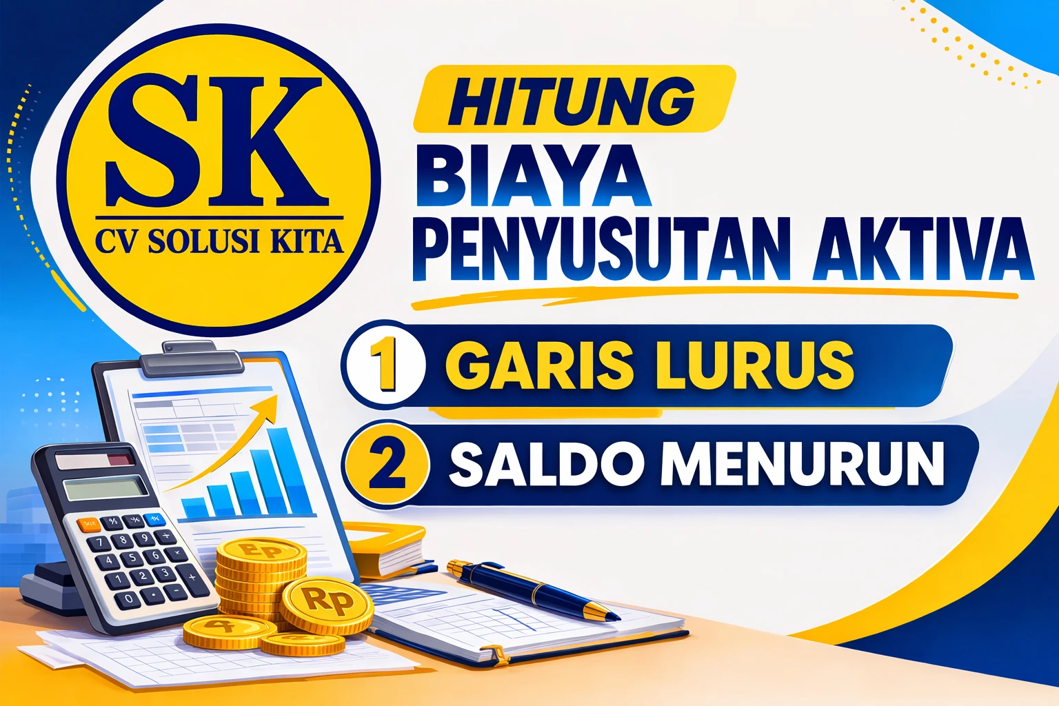 Hitung biaya penyusutan aktiva metode garis lurus dan saldo menurun aplikasi web basis gratis dari CV Solusi Kita