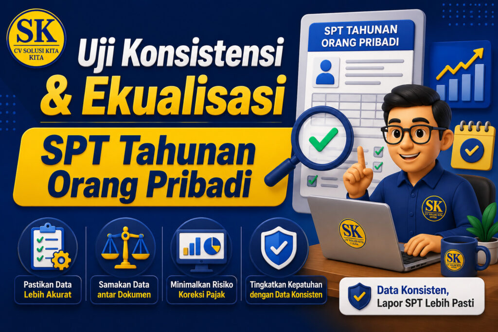 Ilustrasi uji konsistensi dan ekualisasi data sebelum melaporkan SPT Tahunan PPh Orang Pribadi oleh CV Solusi Kita Konsultan Pajak Bandung