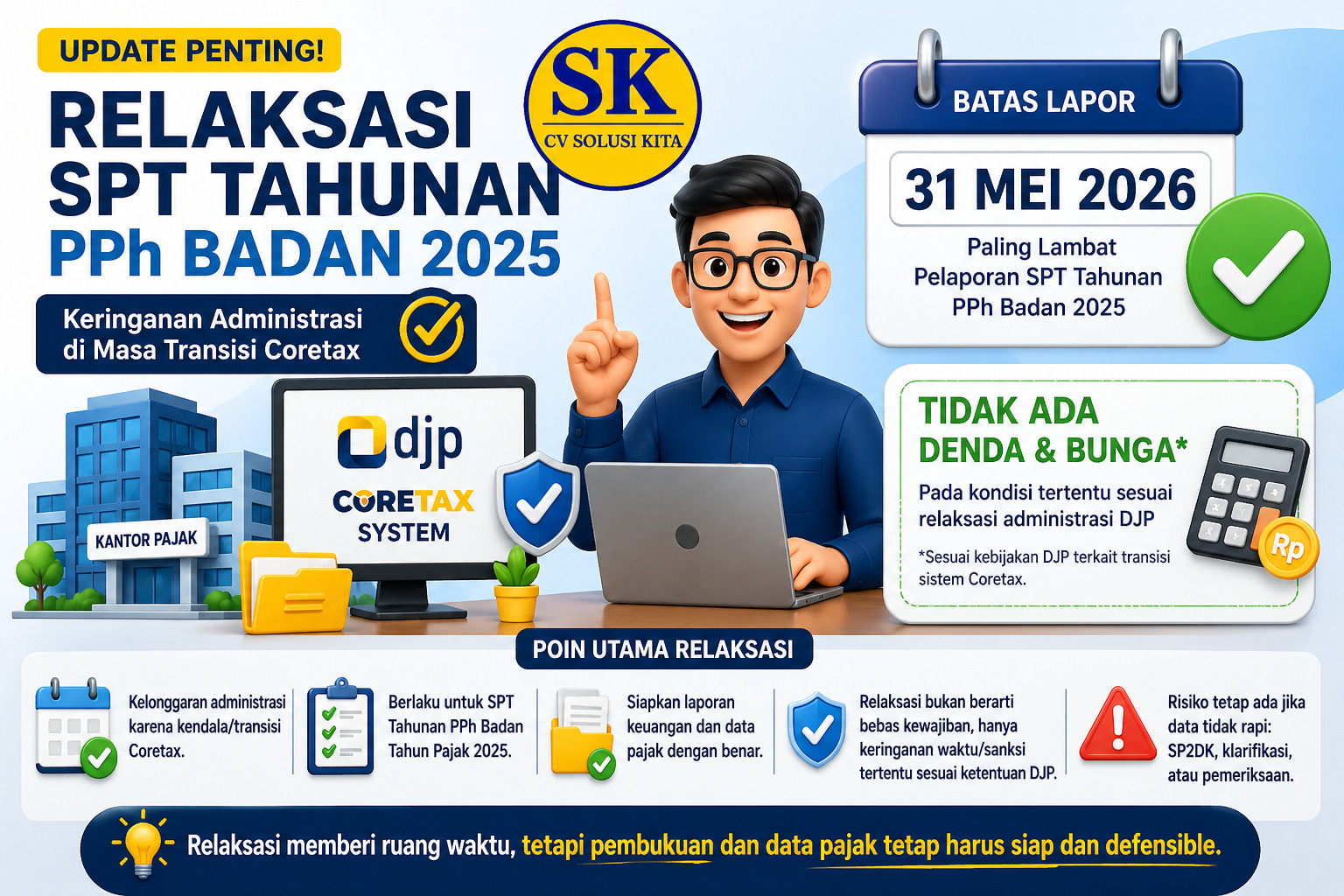 Relaksasi SPT Tahunan PPh Badan 2025 Coretax CV Solusi Kita Konsultan Pajak Bandung