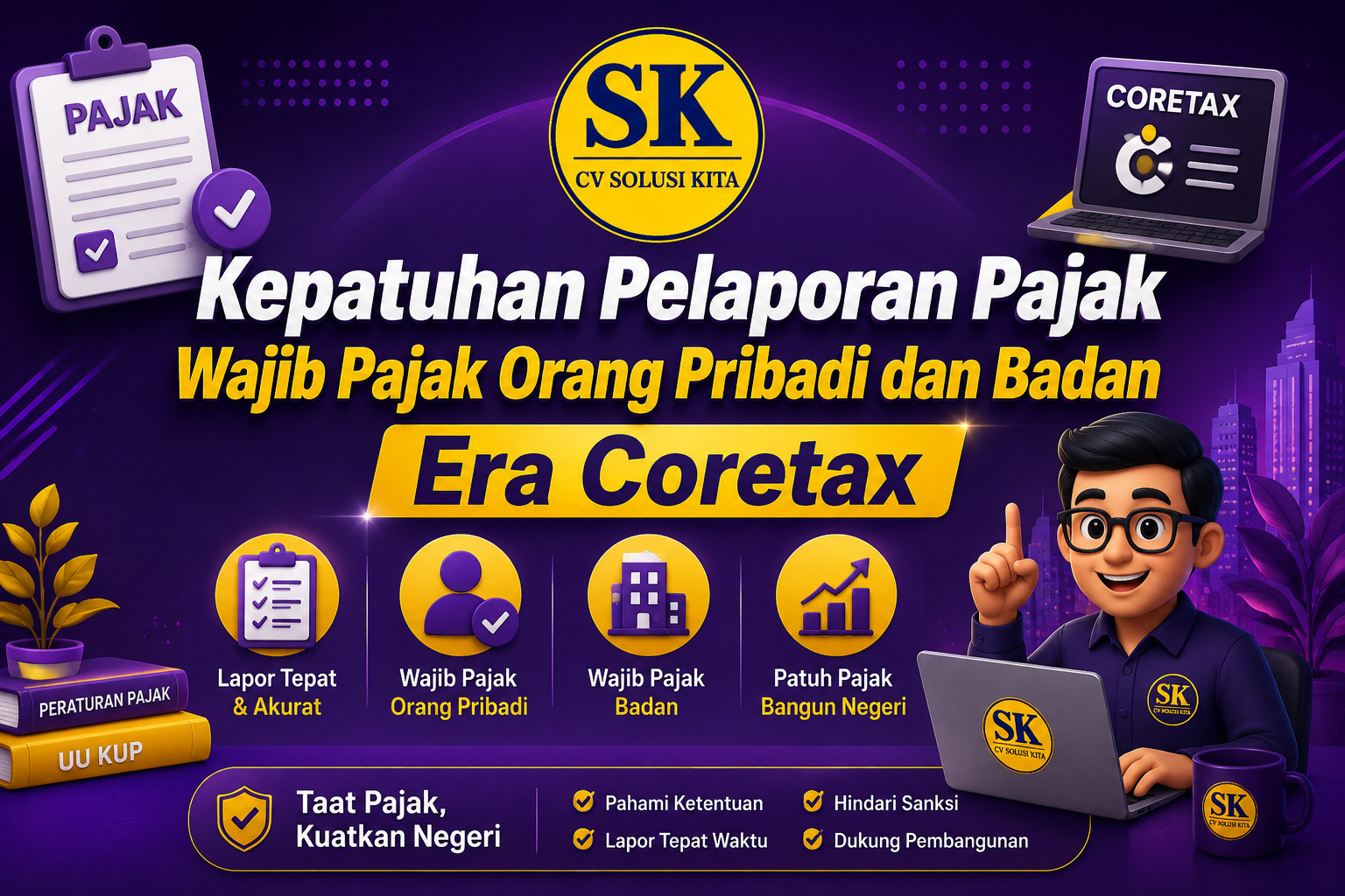 Ilustrasi kepatuhan pelaporan pajak wajib pajak orang pribadi dan badan di era Coretax oleh CV Solusi Kita Konsultan Pajak Bandung